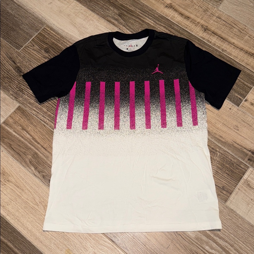 Jordan Black and Pink Stripe T-Shirt EUC Sz L